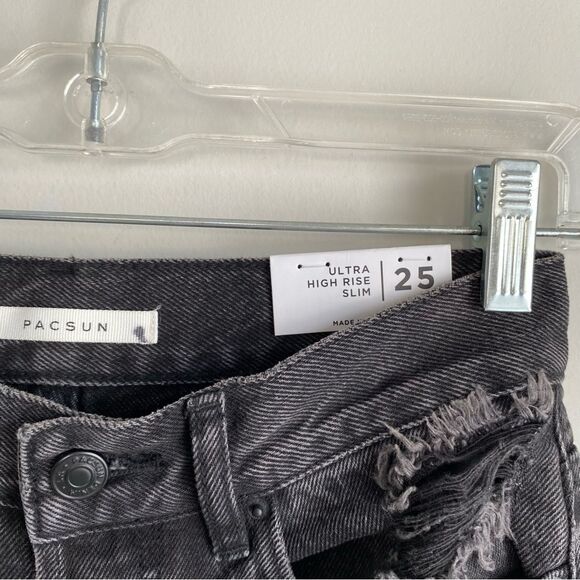 Pacsun Ultra High Rise Slim Painted Black Denim Jeans - Picture 3 of 8